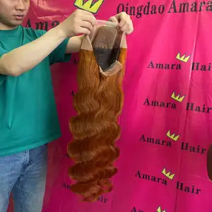 Amador perucas de cabelo brasileiro, 34 polegadas, cabelo humano, gengibre, marrom, gengibre 350 13x4