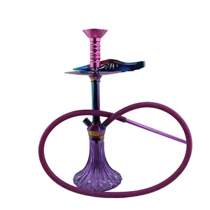 Narguilé coloré de luxe portable petite taille en aluminium shisha narguilé base violette