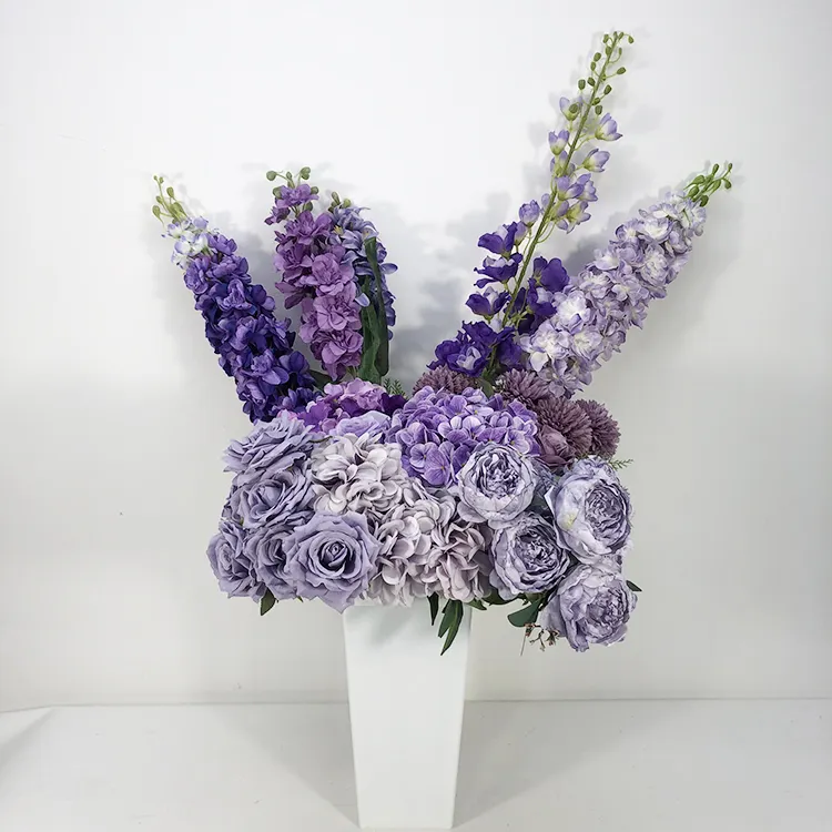 Série P-017 buquê de flores de orquídea para decoração de casamento, flores artificiais de seda, hortênsia, peônia e rosas, atacado roxo