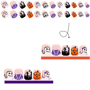<span class=keywords><strong>Uñas</strong></span> Postizas Acrílicas con Diseño <span class=keywords><strong>de</strong></span> Telaraña y Fantasma Estilo Francés para <span class=keywords><strong>Halloween</strong></span>, Forma <span class=keywords><strong>de</strong></span> Ataúd Largo, Venta al Por Mayor - Product Image 5
