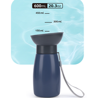 Bouteilles pour animaux de compagnie en ABS de grande capacité 600 ml, fabricants de bouteilles d'eau pour chien à presser, bouteille d'eau portable pour chien, bouteille d'eau pour chien de voyage
