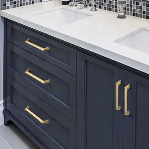 YONFIA 3669 Desain Modern Brushed Emas Kabinet Dapur Gagang Laci Furnitur Tarik Kenop & Pegangan untuk Perangkat Keras Pintu Lemari