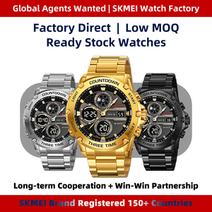 Montre numérique de luxe SKMEI 2502 en acier inoxydable et cuir, étanche, vente chaude, qualité supérieure, directement de l'usine, OEM - Product Image 2