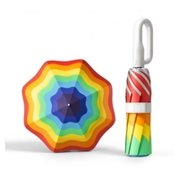 Parapluie Enfant Entièrement Automatique avec Sangle, Bout Sécurisé Anti-Réflexion, Résistant aux UV, Double Usage Pluie/soleil, Idéal Rentrée Scolaire