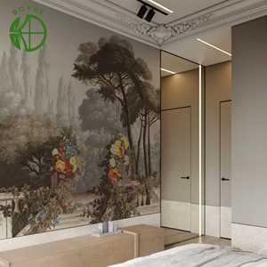 Papier peint <span class=keywords><strong>mural</strong></span> 3D personnalisé en toile de soie Grasscloth moderne, imperméable, avec support en tissu, pour la décoration murale du salon - Product Image 3