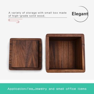 Square Walnut Wood <b>Storage</b> <b>Box</b> Solid Color Jewelry <b>Box</b> Decorative <b>Storage</b> <b>Box</b> - Product Image 2