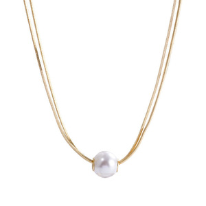 All'ingrosso moda moderna alla moda in acciaio inox placcato oro 18k catena di perle ciondolo collana gioielli per le donne - Product Image 1