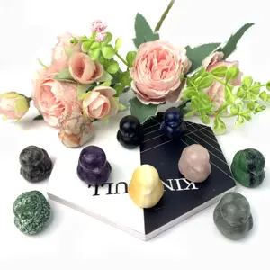 High quality hot sale natural crystal gemstone hand craft mini duck rose quartz color mixed material carving