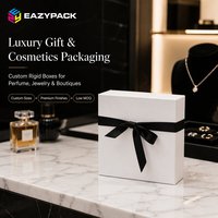 Boîte cadeau en papier rigide blanc de luxe personnalisée avec ruban en satin noir, boîte d'emballage pour cosmétiques avec poignée et ruban pour le cou