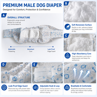 Couches jetables pour chiens mâles OEM d'usine, super absorbantes, anti-fuites, imprimées, bandes ventrales pour animaux de compagnie, vente en gros