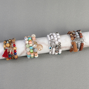 Marchio di moda gioielli Designer parola braccialetti albero della vita in vetro elasticizzato perline di seme bracciale regolabile a mano - Product Image 4