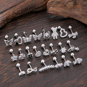 Juego de 10 Aretes para Cartílago, Hélix Medio, Tragus y Concha, 20g, Acero Inoxidable Quirúrgico Hipoalergénico con Circón, Joyería de Piercing para Mujer - Product Image 1