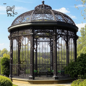 BLVE Gazebo de luxe européen en fer forgé blanc, dôme rond en métal, pavillon de jardin extérieur pour villa, cour - Product Image 4