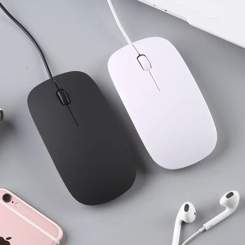 Diskon besar mouse optik hitam komputer ultra-tipis mouse berkabel usb untuk PC