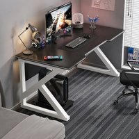 Bureau de jeu moderne avec cadre en forme de X, noir, 80 cm, 100 cm, bureau d'ordinateur, bureau à domicile, table d'étude, table de jeu pour chambre à coucher, dortoir