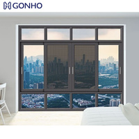 Fenêtres coulissantes horizontales commerciales GONHO au design moderne, en acier inoxydable, avec double vitrage trempé, résistantes aux ouragans, en aluminium