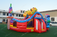 Château gonflable à sauter rouge, blanc et bleu, toboggan gonflable, petit château gonflable flottant, combo en gros, 1 ensemble