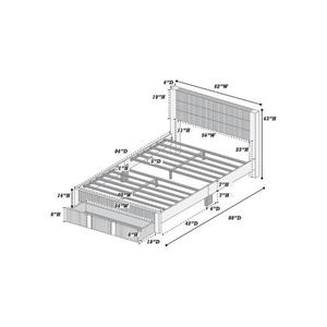Luxury Modern Soft Bed Queen Size Storage Drawer Gray Corduroy Headboard <b>Pine</b> Wood Eco-Friendly Bedframe - Product Image 6