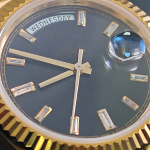 <span class=keywords><strong>Montre</strong></span> automatique mécanique de luxe avec cadran noir et or, sertie de moissanite baguette GRA VVS, testée au diamant - Product Image 3