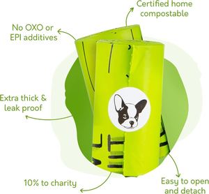 Sacs à déjections canines 100 % compostables certifiés pour la maison, avec poignées, 10 % de dons caritatifs, conformes ASTM D6400 EN 13432, 240 unités, à base de plantes, compatibles végétaliens - Product Image 2
