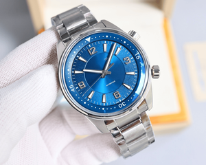 Men’s Round <b>Automatic</b> Sports Watch with Rotating Bezel Polished Stainless Steel Bracelet Blue Dial Casual Wristwatch - Product Image 2