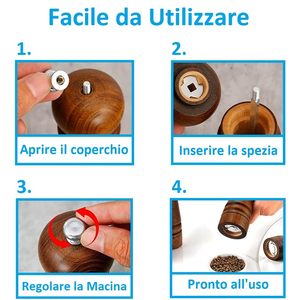 Macinapepe in Legno Manuale 5x14.5 Cm, Elegante e Preciso per Condire Ogni Piatto con Stile - Product Image 5