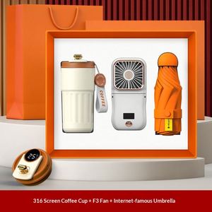 Ensemble cadeau d'entreprise avec logo personnalisé, tasse en acier inoxydable 316 + ventilateur portable, cadeau d'entreprise - Product Image 2