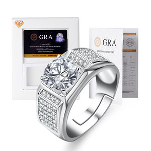 Fedi nuziali da sposa di lusso con vero diamante regalo donna uomo Fine S925 <span class=keywords><strong>argento</strong></span> Sterling <span class=keywords><strong>D</strong></span> Grade VVS 2 carati anello Moissanite con GRA - Product Image 1