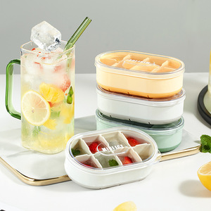 MINEICE Ice <b>Cube</b> Mold 8-11 Compartments Rectangle With Lid Food Storage Tray - Product Image 2