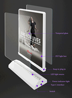Boîte lumineuse publicitaire de bureau A4 à LED alimentée par batterie portable - Porte-panneau en acrylique double face