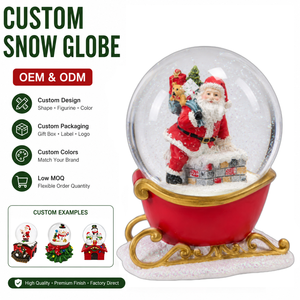 Globo de Nieve Navideño Personalizado OEM con Santa Escalando la Chimenea y Base de Trineo Rojo para Decoración de Mesa Navideña y Regalos - Product Image 1