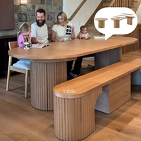 Table à manger extensible en bois massif de 25 mm d'épaisseur, mobilier moderne pour la maison 2026, pour villa, appartement, restaurant ou hôtel