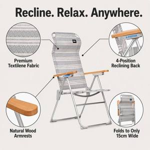 Silla Plegable Portátil de Aluminio Resistente para <span class=keywords><strong>Playa</strong></span>, Camping, Parque y Patio, Tumbona para Picnic - Product Image 3