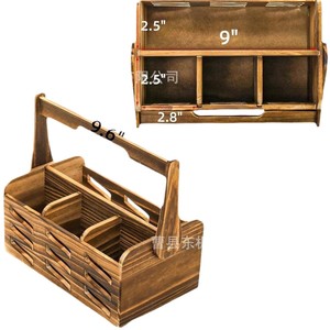 Cesta de Almacenamiento de Madera Maciza, Organizador Portátil de Utensilios de Cocina para Exteriores, Rectangular, de Una Sola Capa, para Escritorio - Product Image 5