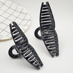 Pinza de pelo negra grande para hacer horquillas DIY - Horquilla sencilla y versátil para peinados de cuello bajo - Pinza de tiburón al por mayor - Elmi - Product Image 1