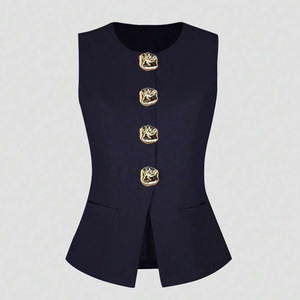 Nouveau <span class=keywords><strong>Gilet</strong></span> <span class=keywords><strong>Sans</strong></span> Manches Col Rond <span class=keywords><strong>Femme</strong></span> 2025 – Tendance et Élégant, Taille Cintrée, Couleur Unie - Product Image 1