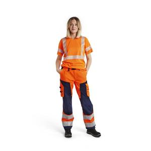 BLAKLADER - 715518115389C38 Women's <b>Hi</b>-<b>Vis</b> trousers without nail pockets <b>Orange</b>/Navy blue - EAN 7330509502341 <b>HI</b>-<b>VIS</b> WORKWEAR - Product Image 4
