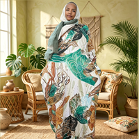 Robe longue fluide à motif de feuilles dynamiques, coupe ample et aérienne, manches longues, tenue inspirée de l'Abaya décontractée pour femmes musulmanes