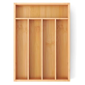 Bamboo Drawer Organizer Rectangular Cutlery <b>Storage</b> <b>Box</b> Eco-Friendly <b>Kitchen</b> Cabinet Insert - Product Image 1