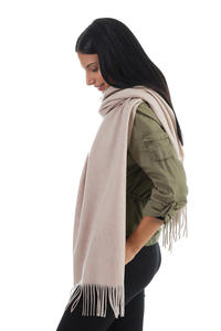 Mongolia Interior 100% chal de lana de cordero Real chal de lana de Color Beige sólido invierno grande grueso cálido estolas de lana para mujer - Product Image 4