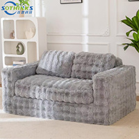 Canapé modulaire en tissu gris au design moderne, particulièrement confortable, avec mousse à mémoire de forme pour salon