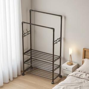 Séchoir en métal Double pôle manteau et chapeau suspendu étagère de rangement ménage multi-couches tissu et chaussures organisateur - Product Image 4