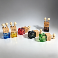 Offre Spéciale – Flacons Diffuseurs de Parfum Vides en Verre Carré de 8 ml pour Voiture, à Suspendre à l'Aération, avec Bouchon en Bois, Rechargeables