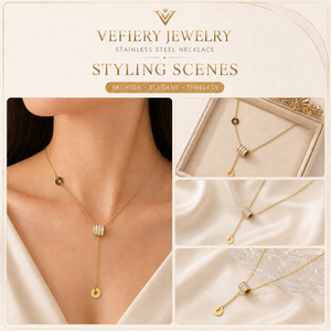 Gold Color Titanium Steel Beaded Lariat <b>Fashion</b> <b>Necklace</b> for Women - Product Image 2