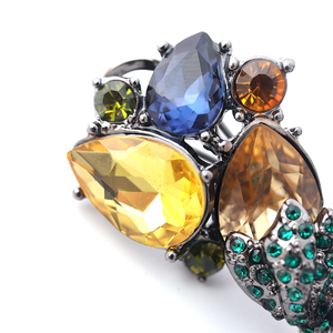 Nueva joyería de moda flor de la aleación parte de cristal de colores piedras <span class=keywords><strong>hematita</strong></span> bronce chapado en pendientes para - Product Image 6