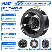 Ventilateur centrifuge AC 230V 50Hz 53W 2300RPM 175mm 0.33A IP20 R2S175-AB56-01 à roulement à billes pour unité de traitement d'air HVAC et ventilation d'extraction
