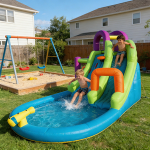 Château gonflable commercial avec toboggan et piscine à balles, PVC blanc, 435x285x230cm, thème sportif pour mariages/fêtes - Product Image 2