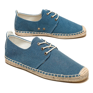 Mocasines de lona azul vaquero para <span class=keywords><strong>mujer</strong></span>, con punta cerrada, suela trenzada clásica, alpargatas, <span class=keywords><strong>zapatillas</strong></span> de verano para exteriores, zapatos casuales con <span class=keywords><strong>cordones</strong></span> - Product Image 3