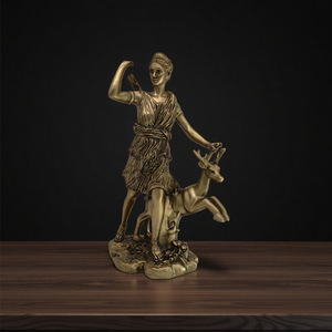 Statue personnalisée de la déesse grecque <span class=keywords><strong>Artemis</strong></span> Diana en résine finition bronze, déesse de la chasse avec figurine de cerf pour la décoration de la maison ou du bureau - Product Image 1