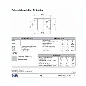 Cilindro de placa neumática SMC, piezas neumáticas de - Product Image 1